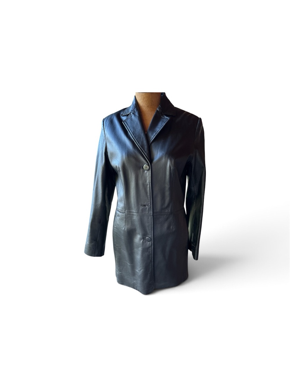 Kim Rogers Black Leather Longline Blazer